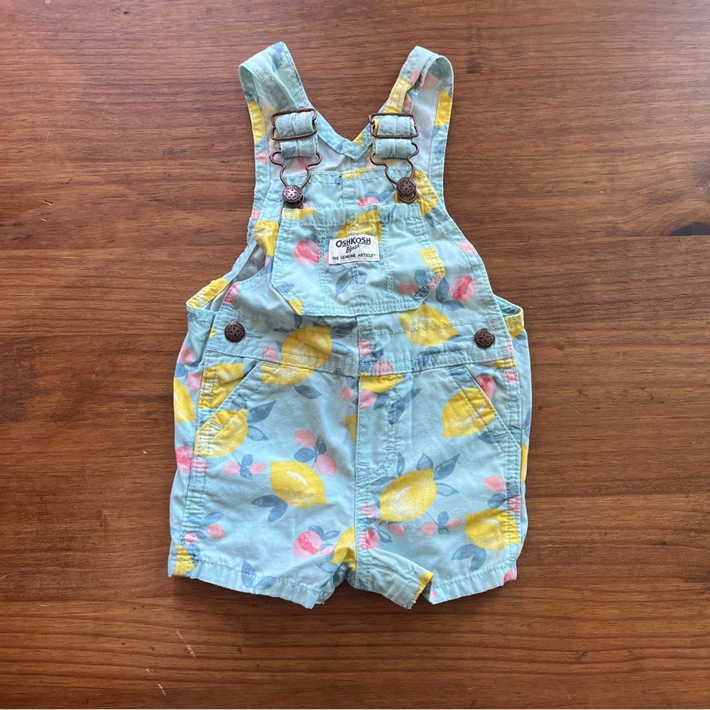OshKosh B'gosh Kids Overalls - Blue with Yellow and Pink Print